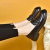 Round head flat shoes women's autumn British small leather shoes first layer cowhide one-pedal single shoes