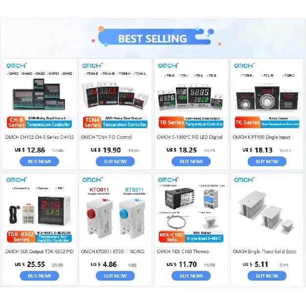 OMCH CH102 CH-B Series CH402 CH502 CH702 CH902 Digital PID Temperature Controller 0-1300℃ SSR/Relay Dual Output K-type Input