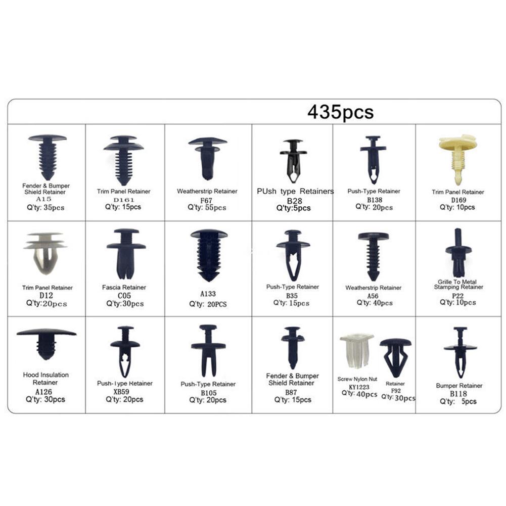435Pcs Car Body Trim Clips Retainer Bumper Rivets Screw Panel Push Fastener Kit