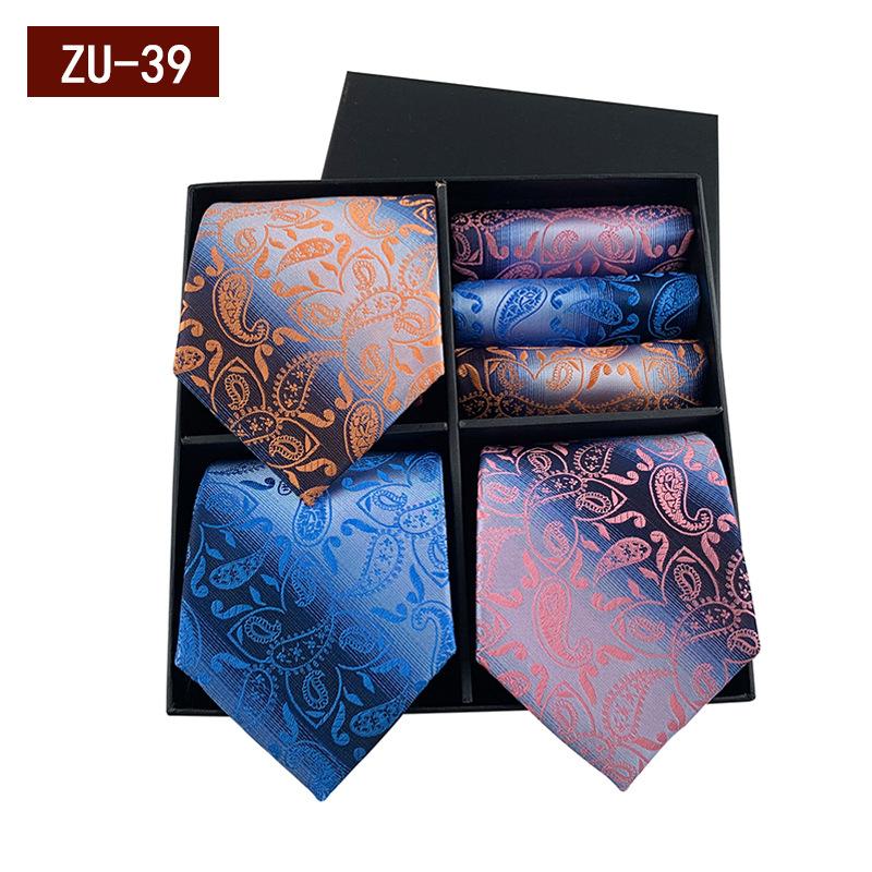 Men'S Gift Box Tie, Fashionable Business Striped Tie Square Scarf Combination Set, Luxury Gift Box.