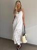 European and American Strappy Lace See-through Square Neck Slimming Long Dress for Spring and Summer.