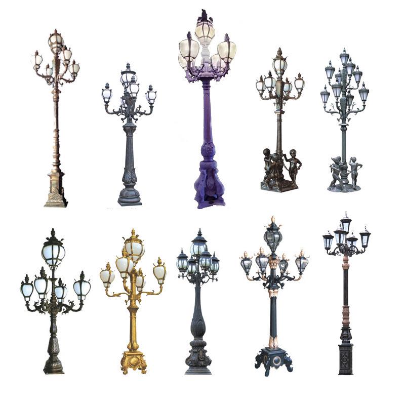 European-Style Double-Head Outdoor Courtyard Light - Retro Die-Cast Aluminum Street Lamp with Three Heads