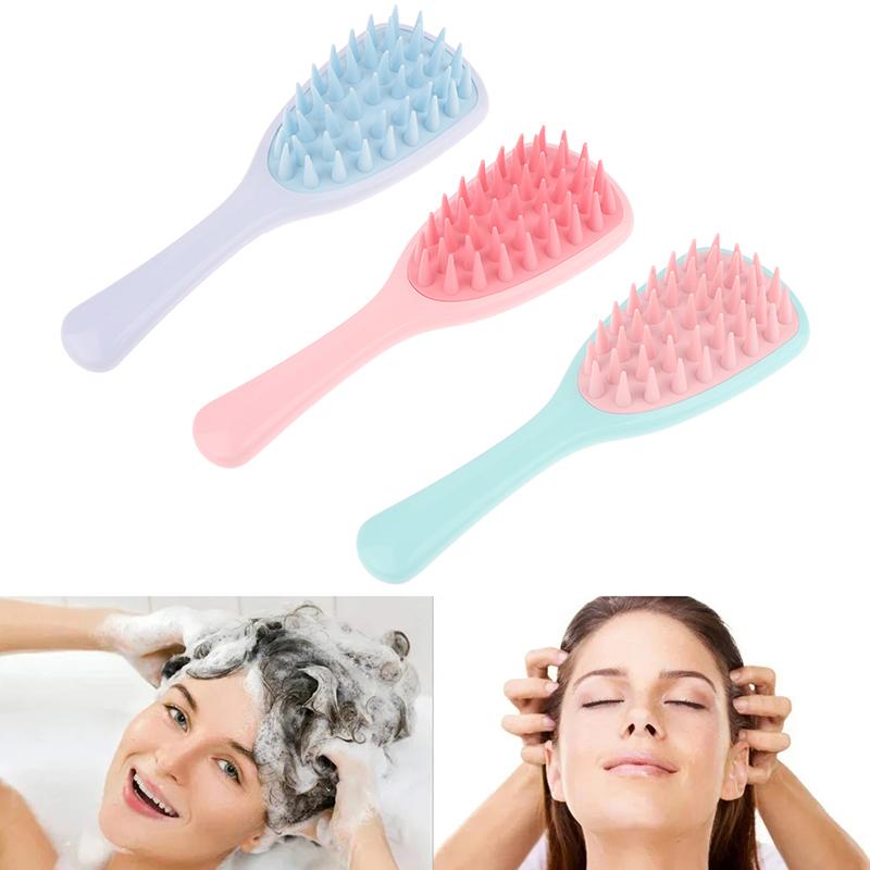 Long Handle Shampoo Brush Silicone Scalp Massage Comb Hair Washing Brush Head Massager Bath Brush Body Scrubber Hair Accessories