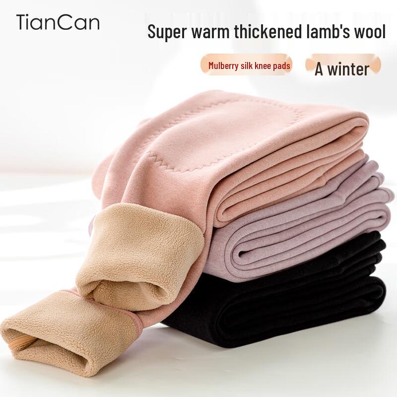 

Women s Thick Lamb Fleece Lined Thermal Leggings with Silk Knee Protection 4XL