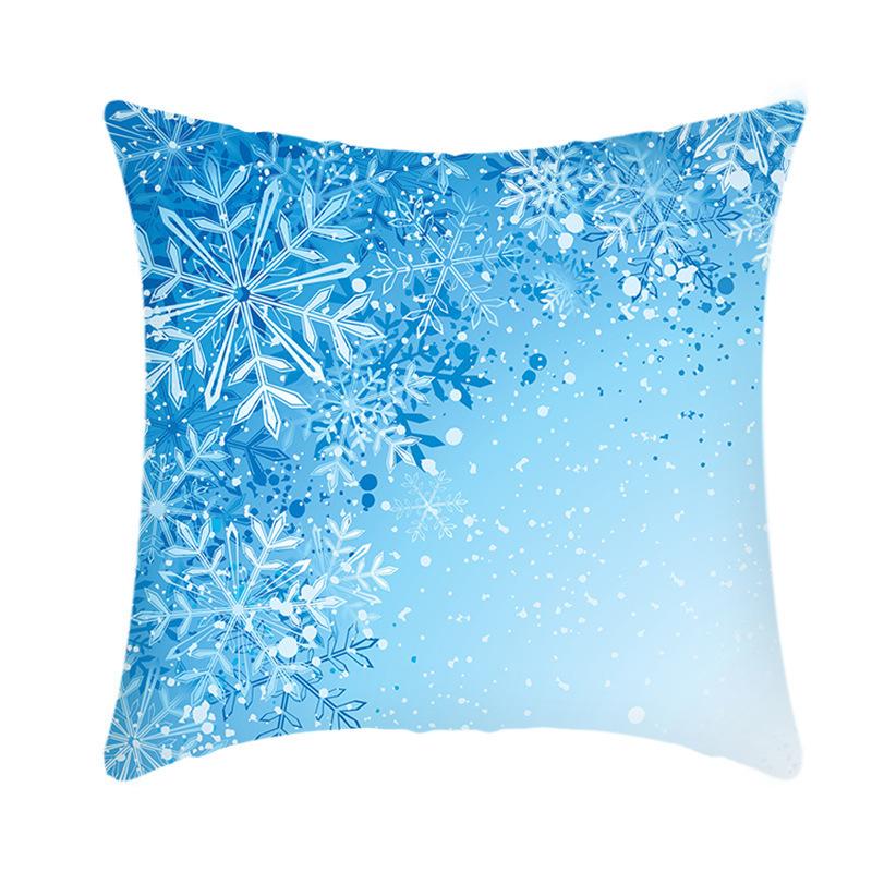 Christmas Blue Ice Snow Deer Digital Printing Short Plush Pillow Covers For Car Sofa Office Cushion Cover Home Goods 60X60Cm
