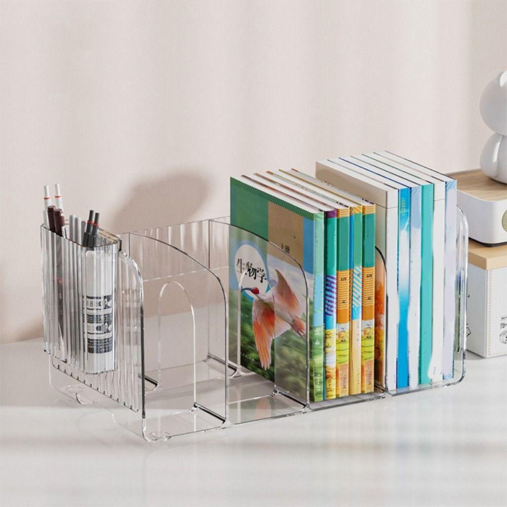 Simple Divided Book Stand Thickened Clear Bookshelf Multi-function Acrylic Book Stand  for Home