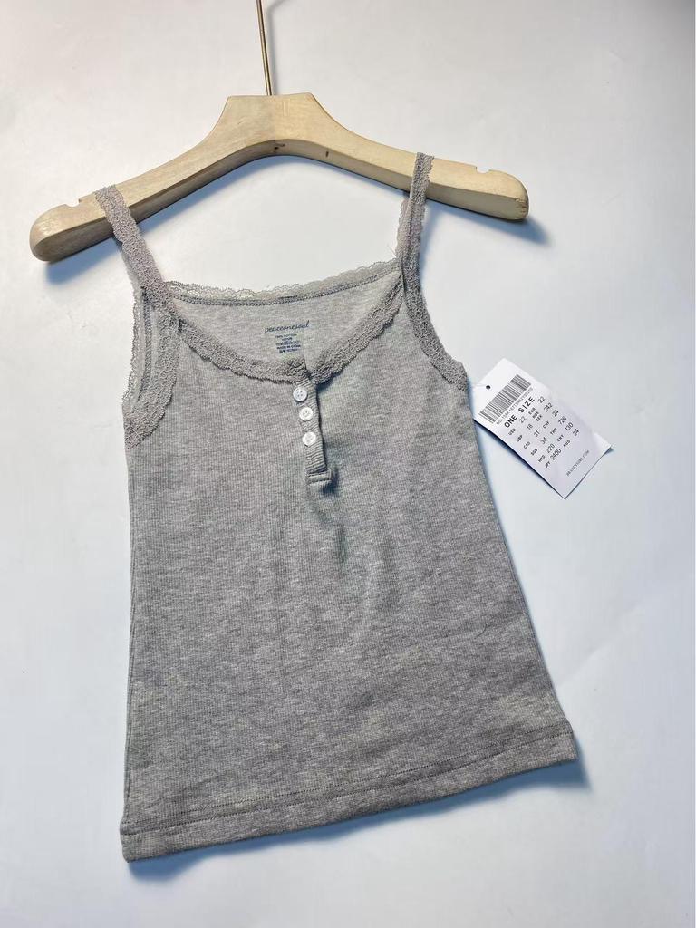 BM Tarzı Kadın Yazlık Pamuklu Fitilli Atlet Yedek Düğmeli Askılar ve Amerikan Danteli.