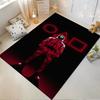 "Red Guard Illustration Carpet with Neon Shapes on Black Background" Suitable for use as an anti-slip for living room bedroom sofas