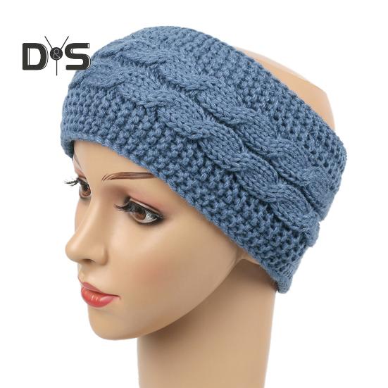 Winter Headband Women Fuzzy Fleece Lined Ear Warmer Cable Knit Thick Warm Crochet Headband Solid Color Knitting Hairband