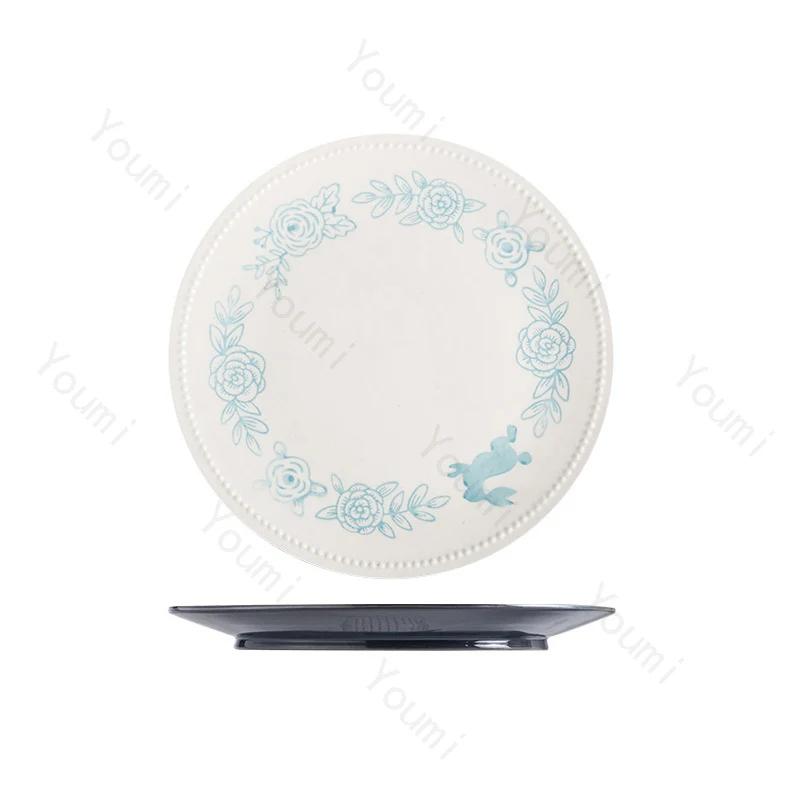 Creative Japanese Style Ceramic Plate Hand-painted Flowers Dining Plate Delicious Home Dishes Steak Plate Exquisite Tableware
