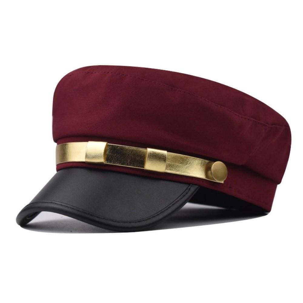 Cotton Sailor Cap Gold Band Flat Top Beret Vintage Captain Hat For Men Women