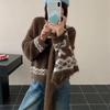 Korean Color Block Shawl Sweater Set: Women's Autumn/Winter Plus Size Slimming Knitwear