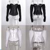 Frauen Sexy Off Schulter Hemd Bluse Dame Mädchen Mode Zurück Bandage Schlank Bustier Weibliche Trikot Korsett Damen Solide Tops Tragen