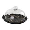 Cake Stand Round Tray with Clear Glass Dome Stylish Multifunctional Dessert Display Plate for