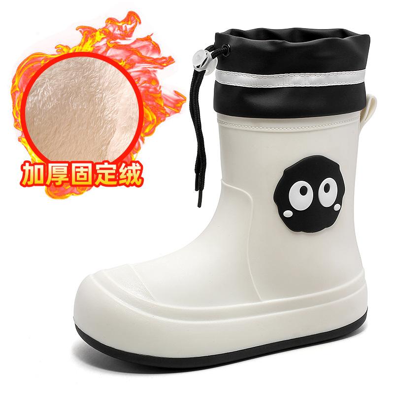 Rain shoes women's new cartoon rain boots adult medium tube water boots wear non-slip student water shoes thermal rubber shoes
