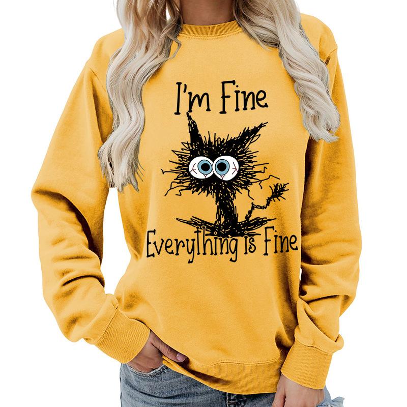 Weekends Printed Round Neck Women's Top Sweatshirt for Autumn Winter Casual Loose Fit Pullovers & Long Sleeves Women’s
