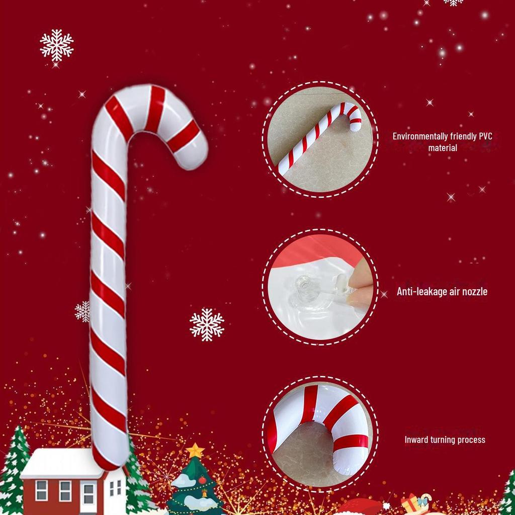Inflatable Christmas Cane PVC Santa Props for Kids' Holiday Decorations