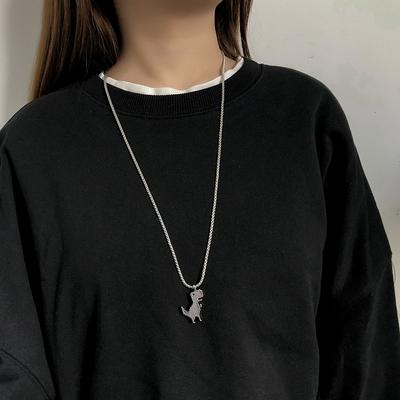 Japanese and Korean Retro Game Dinosaur Pendant Necklace Male Hipster Hiphop Hip Hop Fashion Personality Sweater Chain Necklace