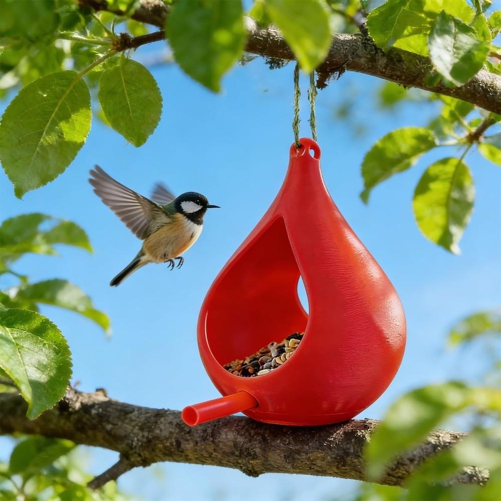 Plastic Bird Feeder House with Perch Pole Wild Bird Feeder Rainproof Feeding Station Garden Yard