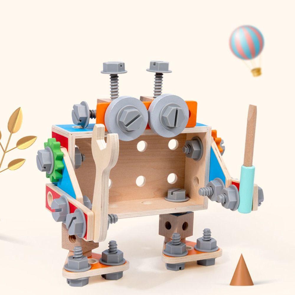 Wood Puzzle Nut Assembly Toy Toolbox Nut Screw Disassembly Toys  Home Decoration