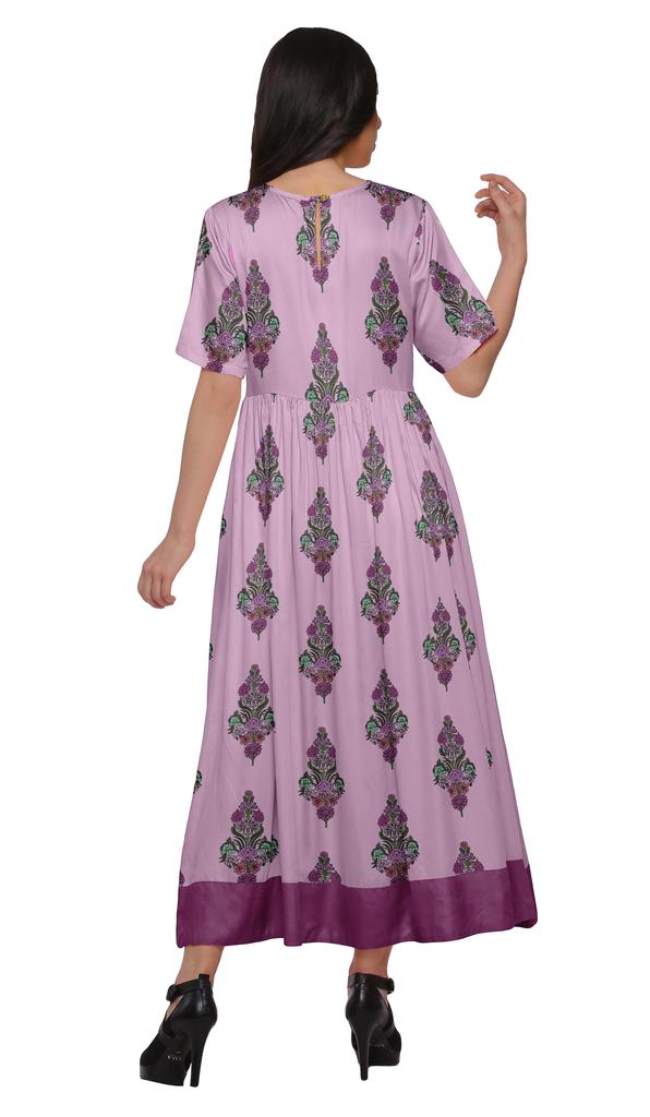 Moomaya Impresos Kurti Codo Manga T Nica Vestidos De Verano De La Mujer