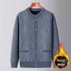 Men's Thickened Knit Cardigan - Warm, Velvet-Lined Sweater for Middle-Aged and Elderly, Perfect for Autumn and Winter.