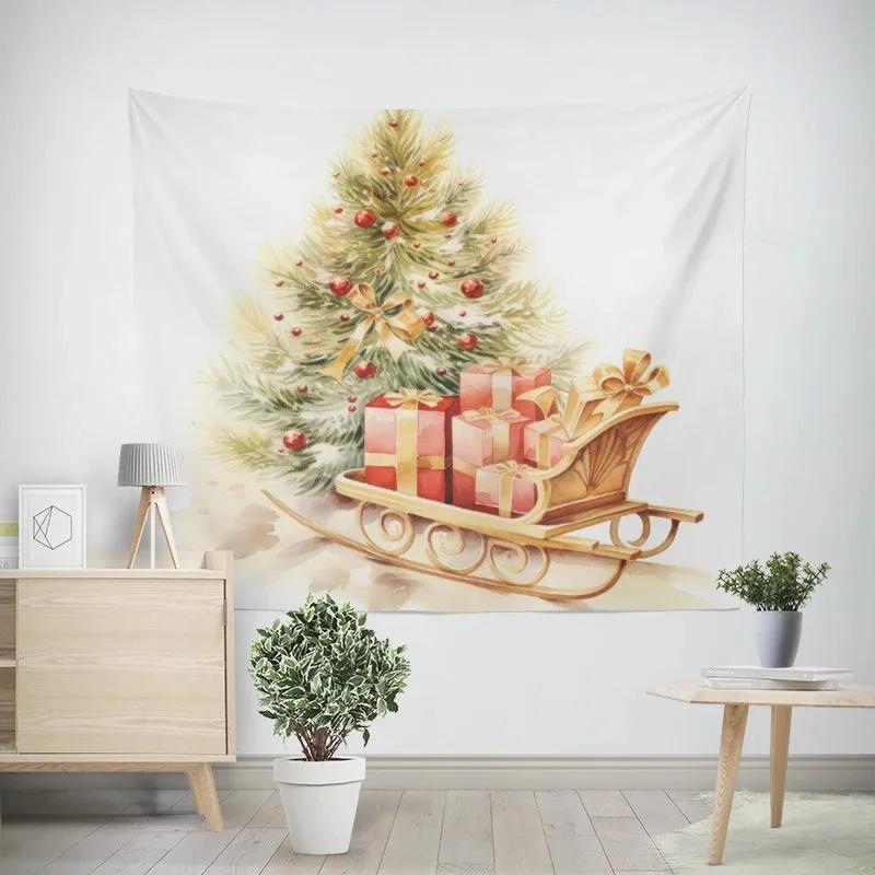 

Новый год Рождество Мультяшный узор Санта Клауса Гобелен Гостиная Диван Украшение дома Рождественский подарок 100x75cm