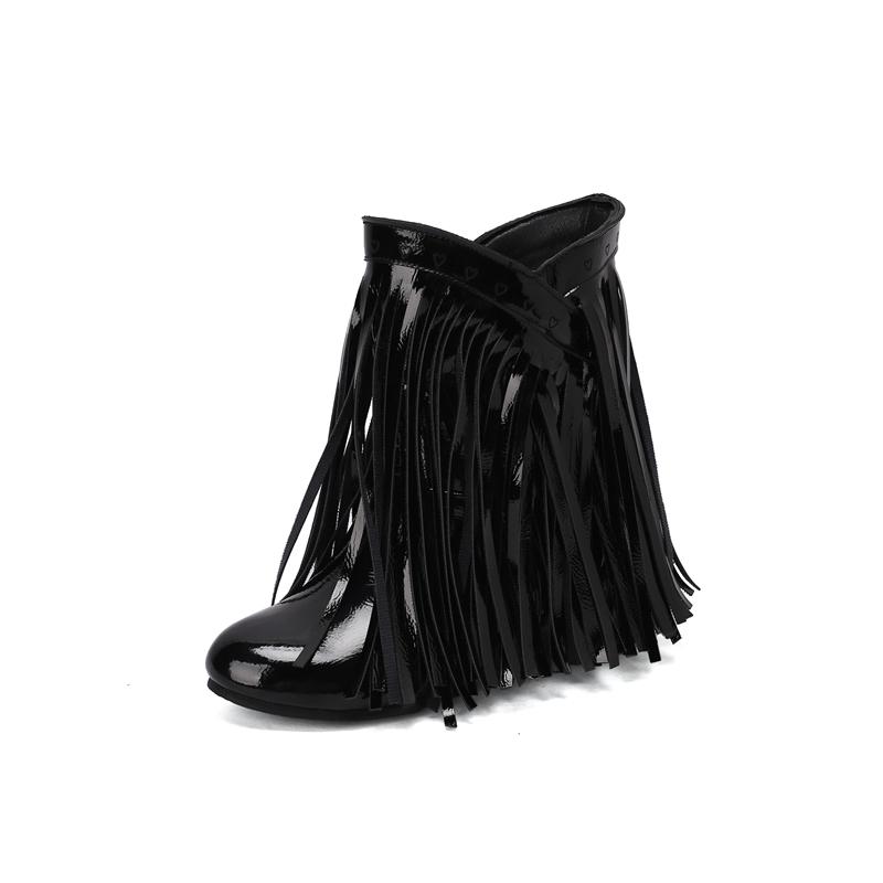 Autumn Winter New Fashion Warm Fluff Ankle Boots Women Round Toe Casual Flat Height Increased Tassel Fringe Shoes Botas De Mujer
