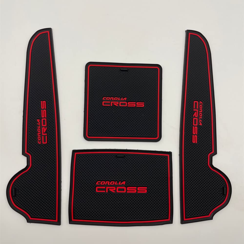 MEKOMEKO Interior Rubber Mats for the New Toyota Corolla Cross 2021 and Door Pocket Rubber Floor Console Interior Noise Silicone 11 Black (September