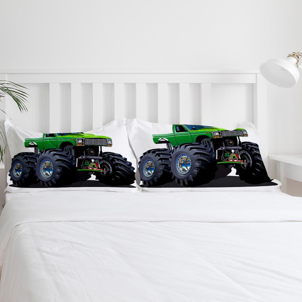 Kreskówkowy Zestaw Pościeli z Samochodem Wyścigowym 3 szt. Chłopcy Dziewczynki Poszwa na Kołdrę Poszewka na Poduszkę Zestaw na Łóżko Podwójne Tekstylia Domowe