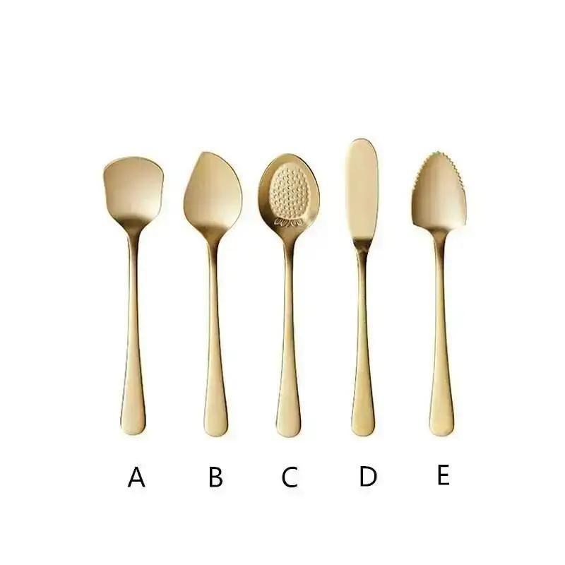 Nerezová ocel Zlatá dezertní lžička Kreativní lžička na med a kávu Lžička na roztírání másla Ovocná lžička Západní stolní nádobí