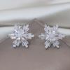 14K Gold Plated AAA Zircon Snowflake Earrings Korea New Design Fashion Jewelry Luxury Women's Prom Party Accessories