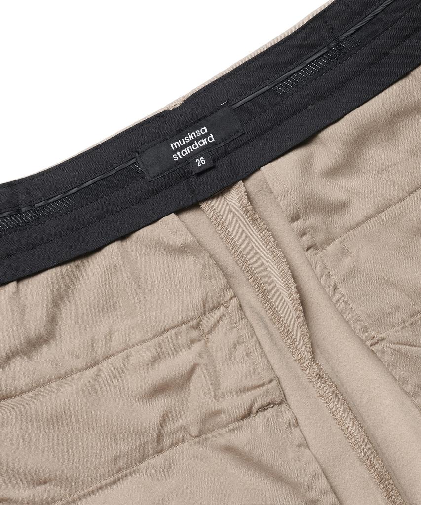 MUSINSA STANDARD WOMAN Women'S Heavyweight Fleece-Lined Slim Straight Hidden Elastic Waist Slacks [Beige]