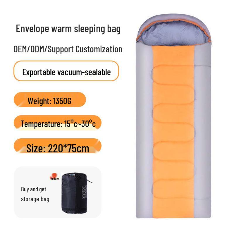 Outdoor Camping Portable Envelope Sleeping Bag - Dirt-Proof, Warm, Thick, Pure Cotton for Adults
