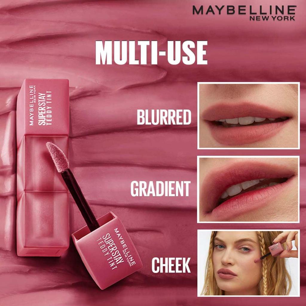 Maybelline New York Superstay Teddy Tint Lip and Cheek Color 5ml Pinky Promise Long-Lasting Matte