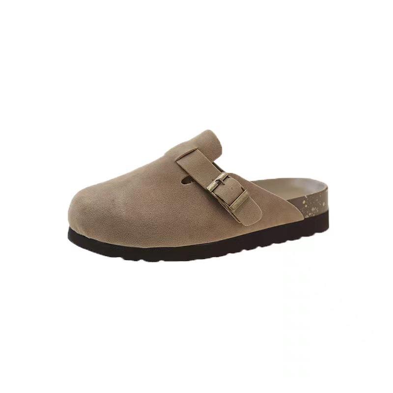 2024 British-Style Women's Birkenstock Closed-Toe Half-Slippers: Thick-Soled, Slip-On Shoes for Spring and Autumn Outdoor Wear