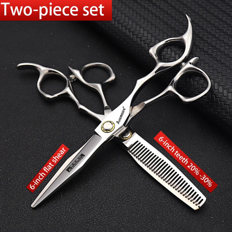 Hair Scissors Ergonomics Handle 9cr13 Steel 6-inch Hairdressing Cutting Scissors and Thinning Scissors Set
