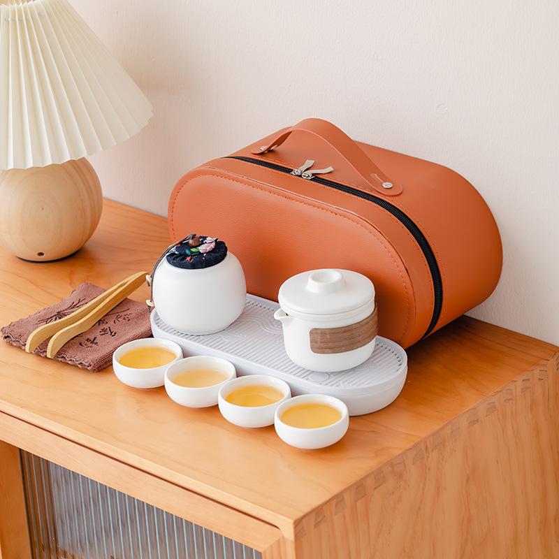 Business gift box travel tea set coarse pottery and portable car express cup set enterprise