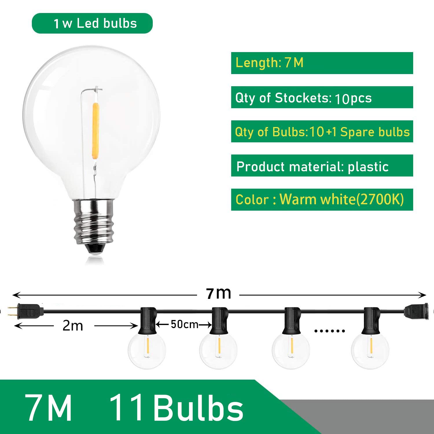 

Светодиодная гирлянда-глобус фестон G40 для улицы, диммируемая, для рождественской вечеринки, садового декора, гирлянда, уличные фонари для патио, заднего двора US Plug