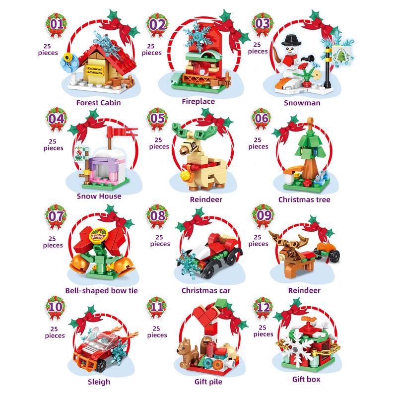 Non-Toxic Christmas Building Block Santa Claus Snowman Elk Tree Micro Brick Puzzle Assembly Model Home Decoration Party Gift Kid Toy
