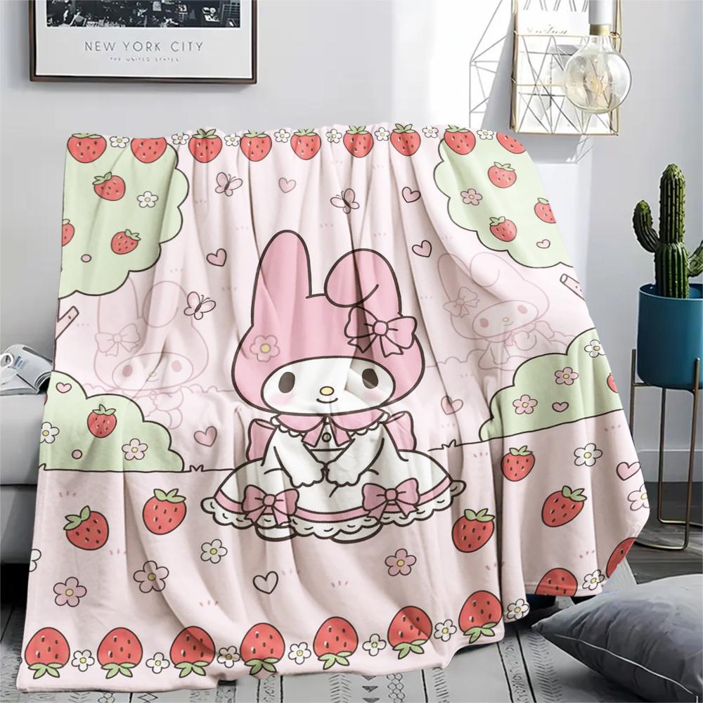 1PC My Melody Print Flannel Blanket, High quality All Seasons, Home Decor, Warmth and Comfort, Perfect for Christmas Gifts