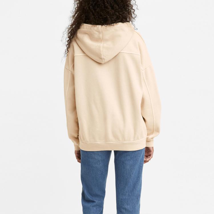 Levis Solid Color Drawstring Hoodie Women Hoodies Khaki 32953-0014