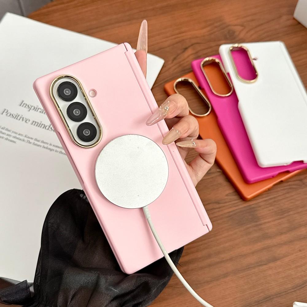 For Samsung Galaxy Z Fold 6 7 5G Solid Color Phone Case Magnetic Wireless Charger PC Hard Shel Hinge Protection Back Cover