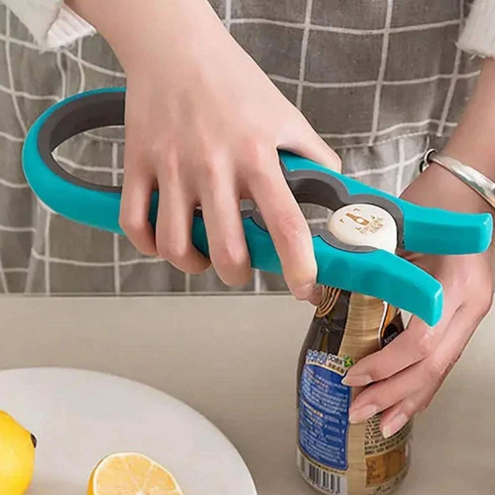 Glasöffner, Easy Grip-Schraubenschlüssel, 4-in-1, praktisch, kraftsparend, Dosenöffner, Bierflaschenverschluss, Deckel-Abdrehwerkzeug, tragbare Küchenhelfer