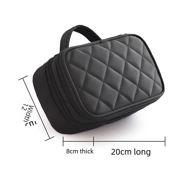 Double-Layer Diamond Waterproof Travel Cosmetic Bag - Large Capacity Nylon Storage Box