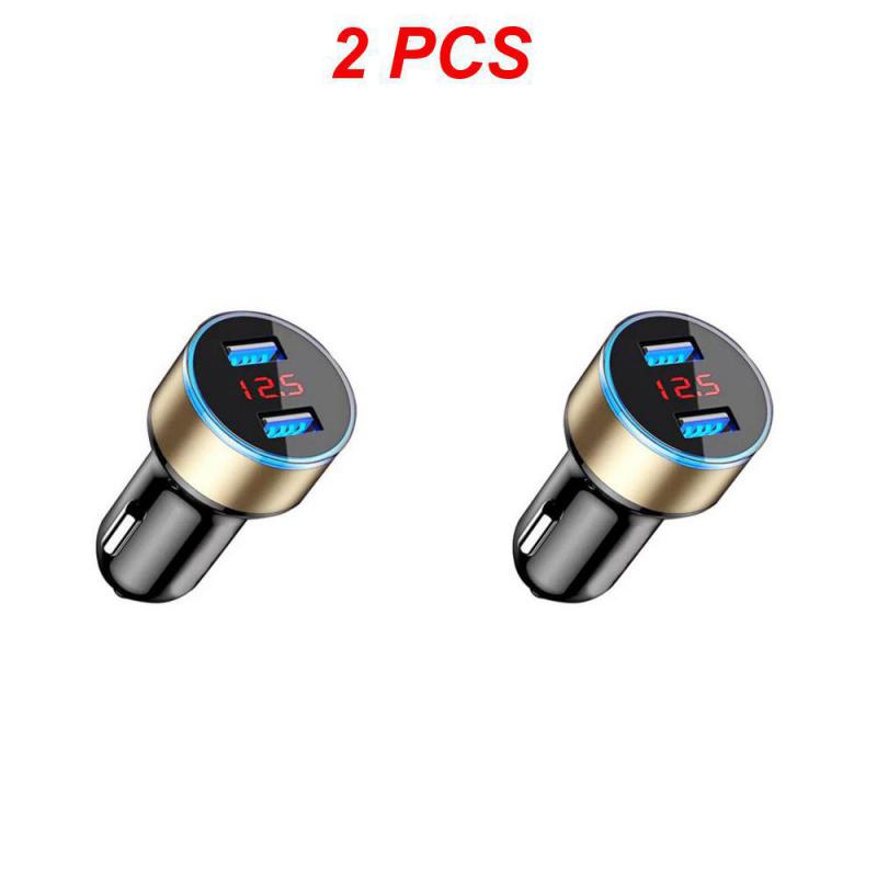 2~5PCS Auto Vehicle Car Dual USB Car Charger QC 3.0 Fast Charging Adapter Cigarette Lighter LED Voltmeter For All Mobile Phone