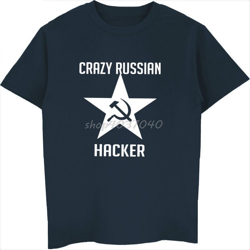 Crazy Russian Hacker Funny Tshirt Summer Cccp Print T Shirt Unisex Cotton Short Sleeve Shirt Cool Tees Tops Harajuku Streetwear S