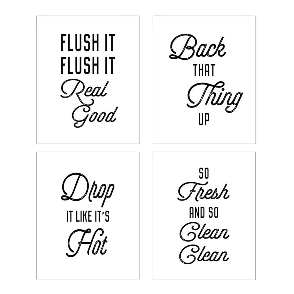 Set Of 4 Funny Pictures Canvas Paintings Bathroom Wall Art Decor, Wall Decor, Home Decor, Room Decor