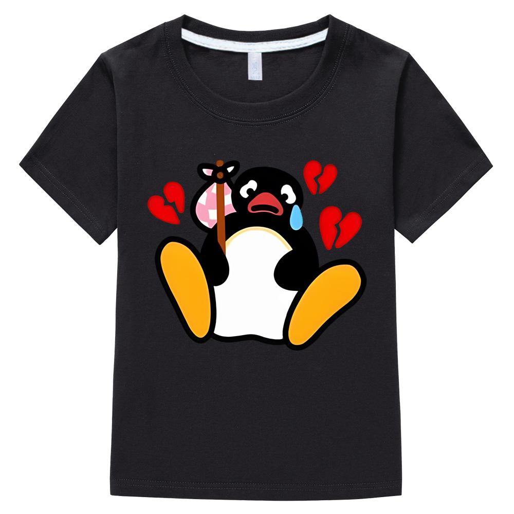 Pingu Kawaii Cartoon Print T-shirt Boys Girls Cartoon Graphic Tee-shirt 100% Cotton Tees Short Sleeve Summer Fashion O-neck Tops Anime T-shirt