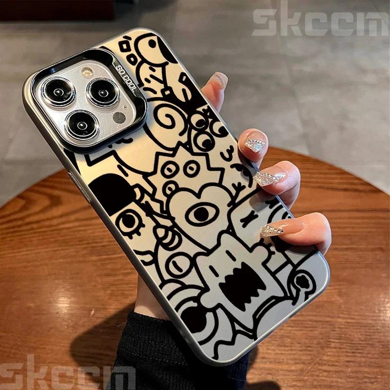 Black Graffiti Design TPU Basic Phone Case For iPhone 15 14 Pro Max 13 12 11 XS X XR 7 8 Plus 16 Shockproof Hard Cover